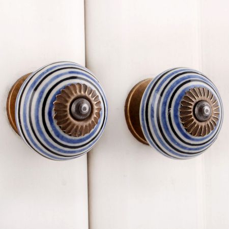 Blue Black Striped Knobs